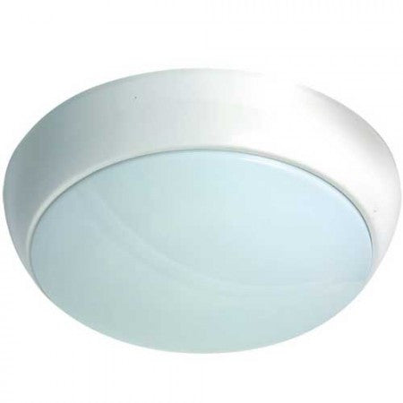 28 Watt Emergency Circular HF 2D Bulkhead (3 Hour Maintained - White/Chrome)