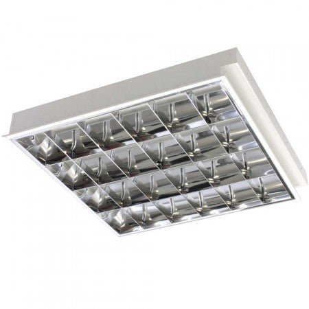 4 x 18 Watt Emergency T8 Recessed Modular Fitting (with CAT 2 Louvre) (Fits 600x600mm)
