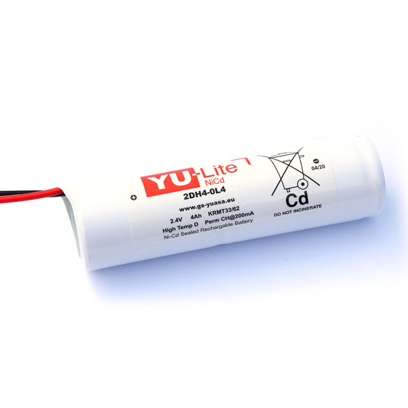 Yuasa 2 Cell In Line Ni-Cad Emergency Battery & Leads (2.4V 4Ah)