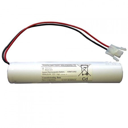 Yuasa 3 Cell In Line Ni-Cad Emergency Battery with Leads & Amp (3.6V 4Ah)